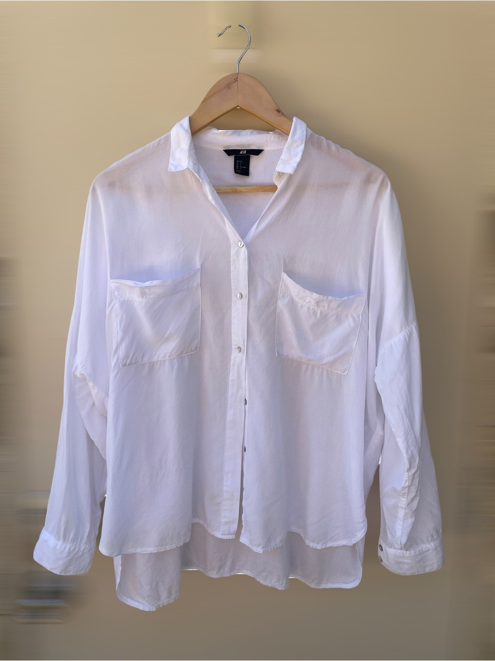 H&M White Long-Sleeve Button-Up Shirt Sz 6 - Picture 5 of 6